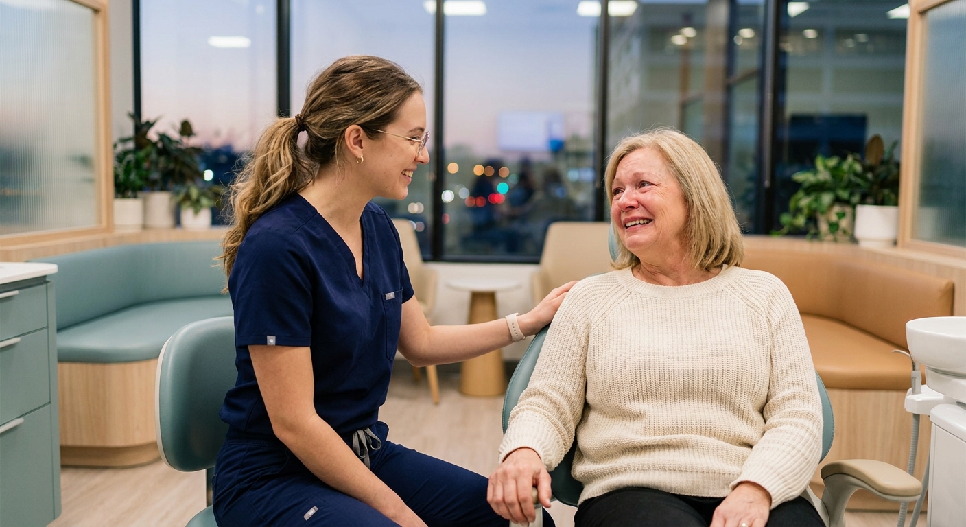 a patient getting same-day emergency dental care
