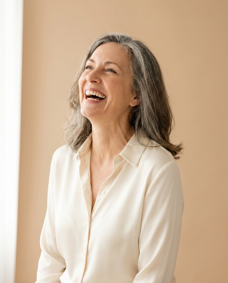 A ClearChoice patient laughing with her new smile