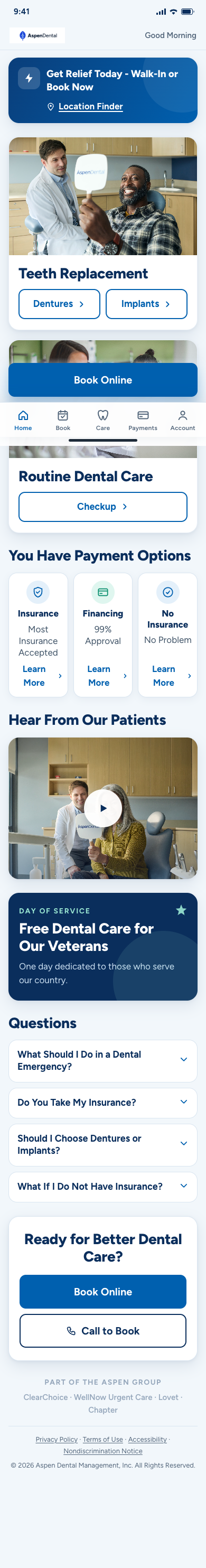 Aspen Dental — App (Home)