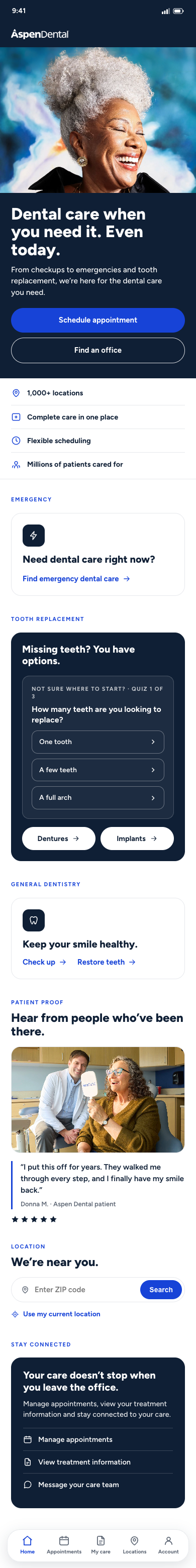 Aspen Dental — App (Home)