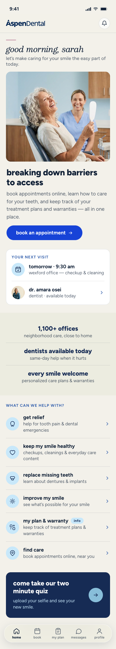 Aspen APP — 10 Home screens off the Warby-Beauty design